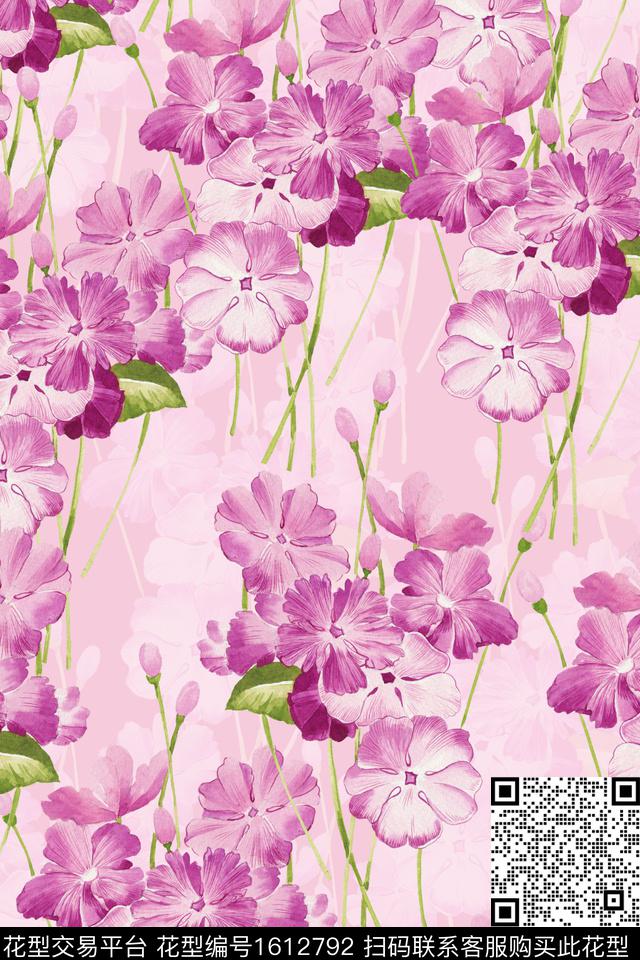 水彩花卉影花花卉数码印花华亿平台下载（图片编号: 1612792） - 瓦栏（Walan）