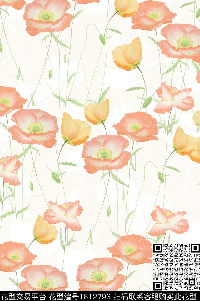 花卉水彩花卉数码印花华亿平台下载（图片编号: 1612793） - 瓦栏（Walan）