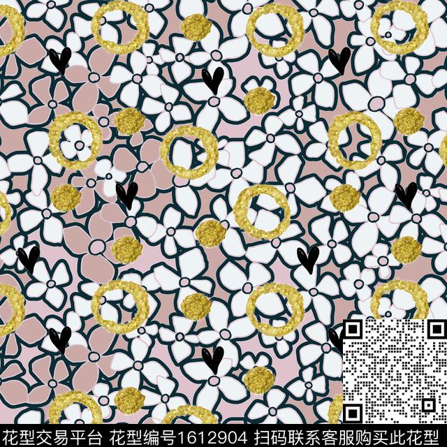 小碎花花卉金色数码印花华亿平台下载（图片编号: 1612904） - 瓦栏（Walan）