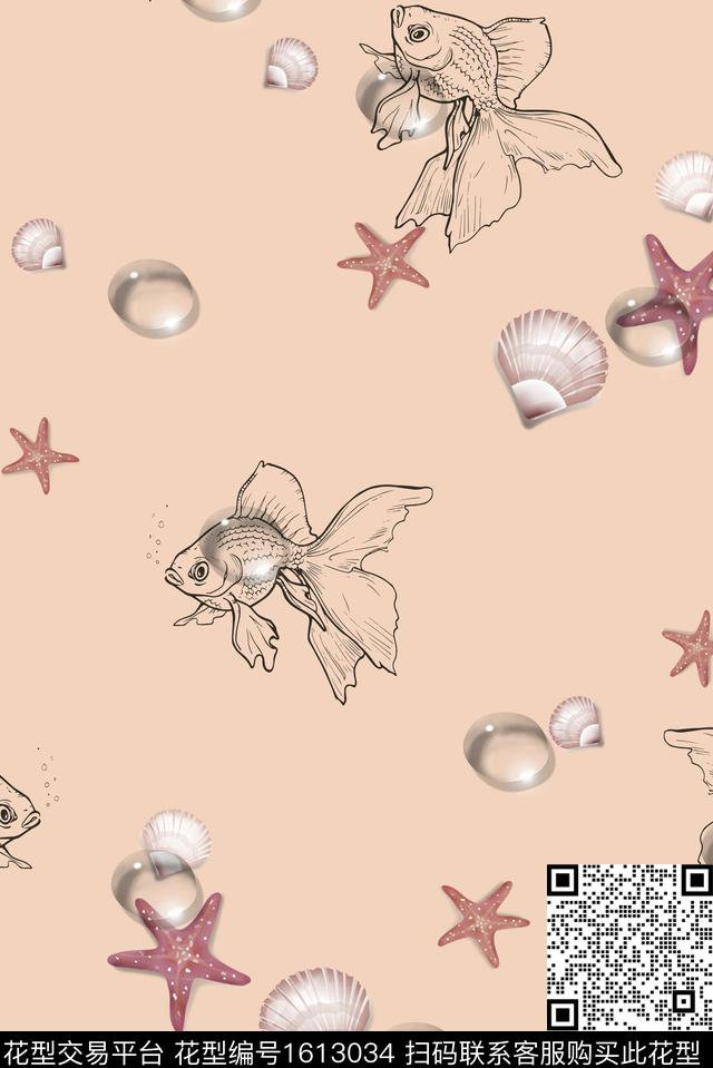 海洋休闲贝壳数码印花华亿平台下载（图片编号: 1613034） - 瓦栏（Walan）