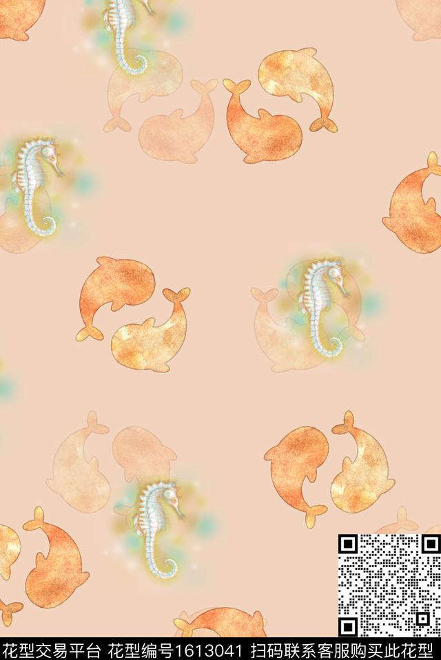 趣味水彩海马数码印花华亿平台下载（图片编号: 1613041） - 瓦栏（Walan）