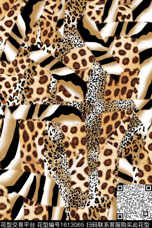 豹纹动物纹混合拼接数码印花华亿平台下载（图片编号: 1613065） - 瓦栏（Walan）
