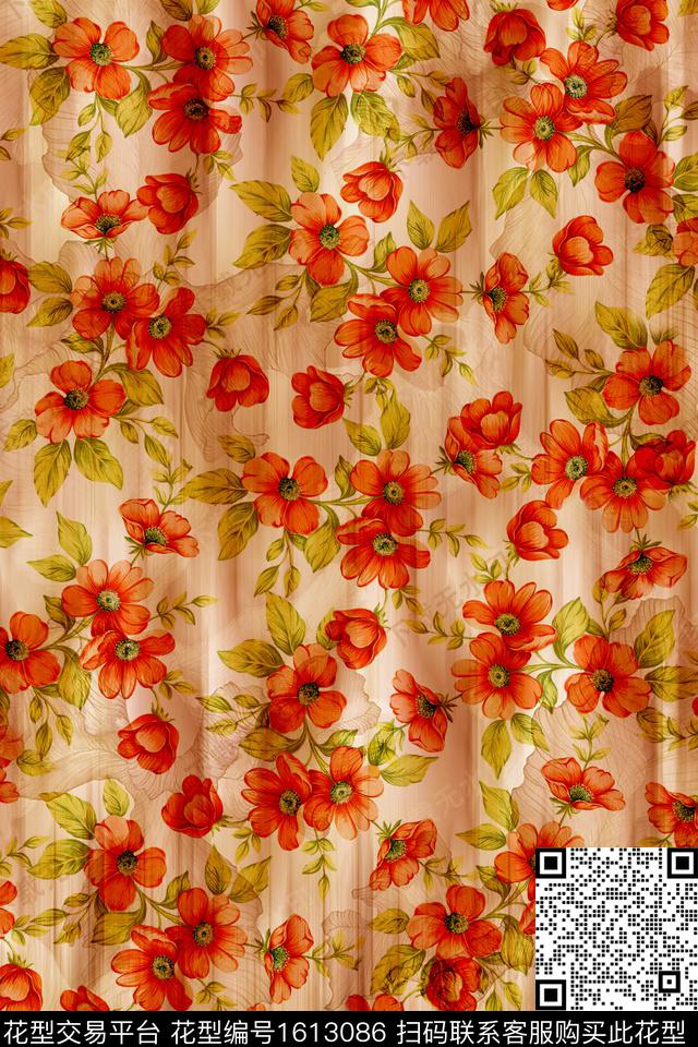 小碎花花卉中老年数码印花华亿平台下载（图片编号: 1613086） - 瓦栏（Walan）