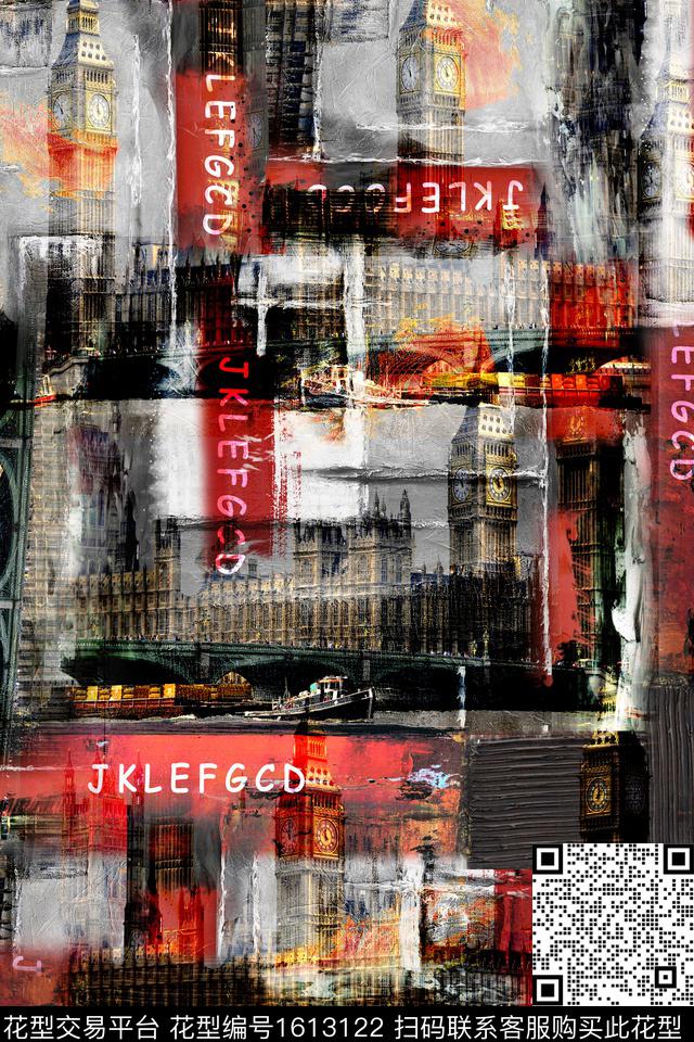 复古抽象建筑数码印花华亿平台下载（图片编号: 1613122） - 瓦栏（Walan）