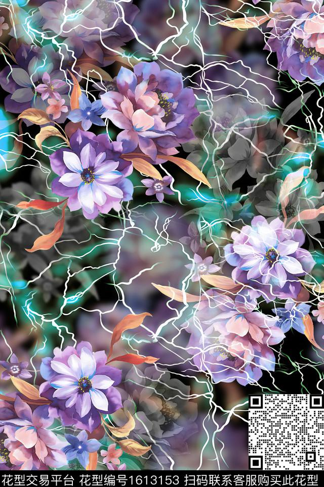 花卉水彩花卉影花数码印花华亿平台下载（图片编号: 1613153） - 瓦栏（Walan）