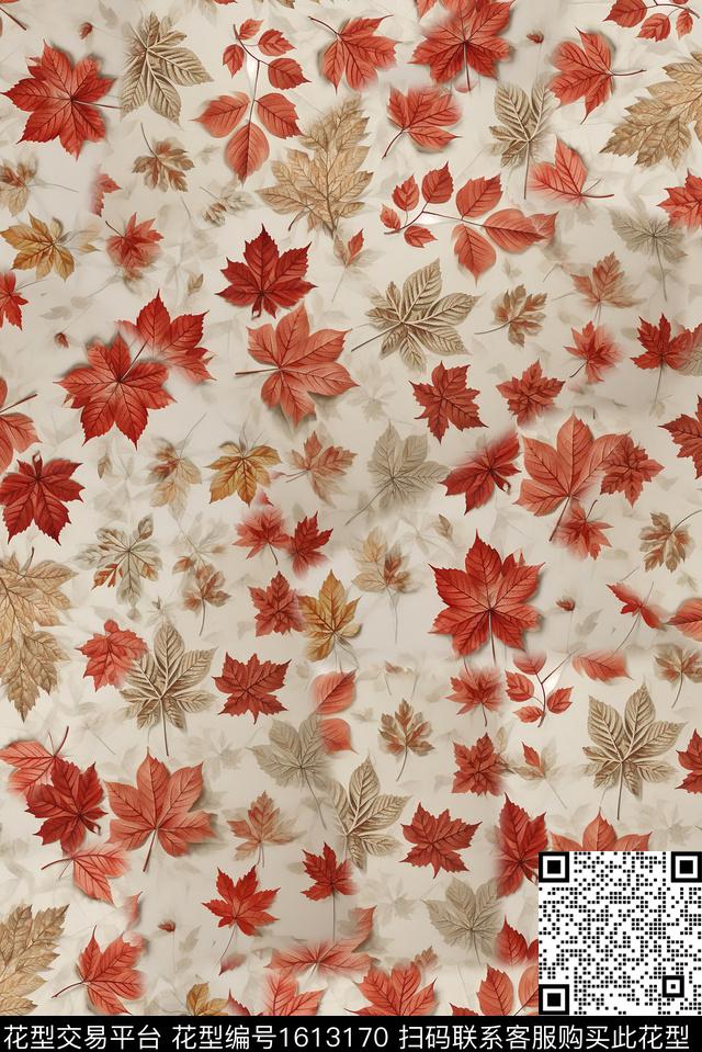 枫叶叶子绿植树叶数码印花华亿平台下载（图片编号: 1613170） - 瓦栏（Walan）