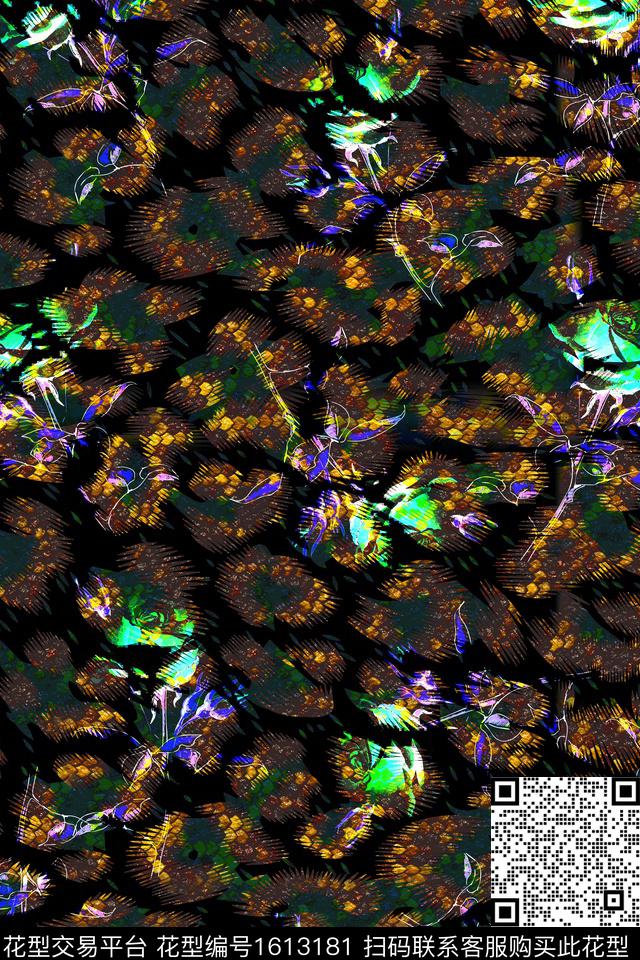抽象花卉中年装数码印花华亿平台下载（图片编号: 1613181） - 瓦栏（Walan）