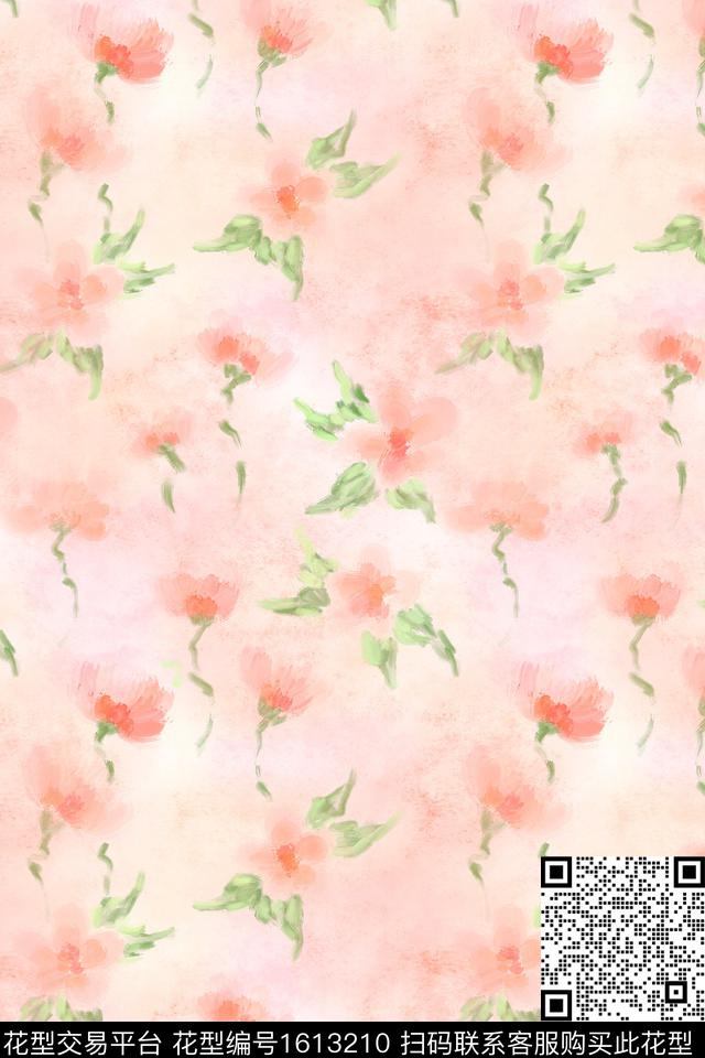 花卉小碎花水彩数码印花华亿平台下载（图片编号: 1613210） - 瓦栏（Walan）