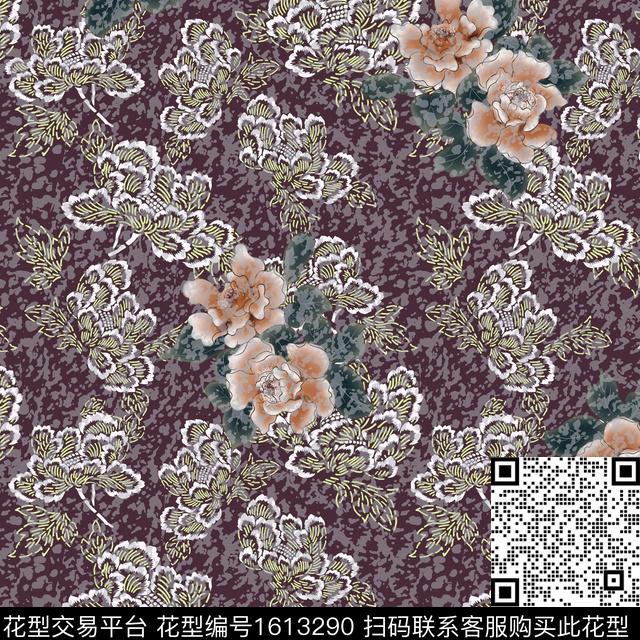 花卉中老年底纹数码印花华亿平台下载（图片编号: 1613290） - 瓦栏（Walan）