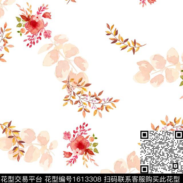 小清新花卉水彩花卉数码印花华亿平台下载（图片编号: 1613308） - 瓦栏（Walan）