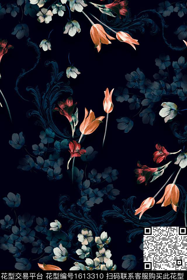 花卉中老年影花数码印花华亿平台下载（图片编号: 1613310） - 瓦栏（Walan）