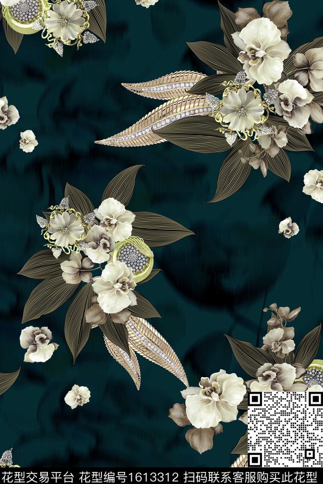 大花花卉中老年数码印花华亿平台下载（图片编号: 1613312） - 瓦栏（Walan）