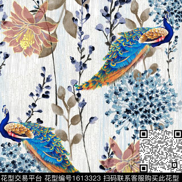 中国风水彩花卉数码印花华亿平台下载（图片编号: 1613323） - 瓦栏（Walan）