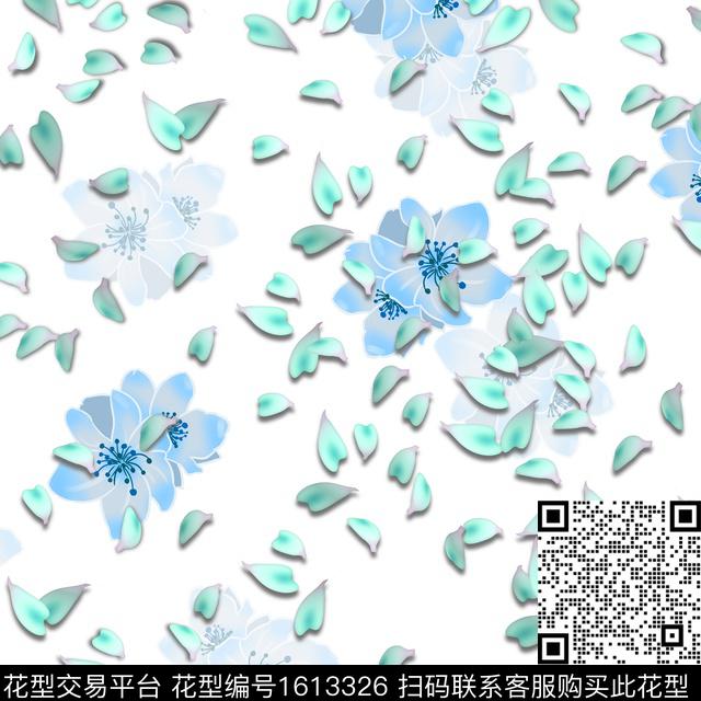 小清新花瓣休闲数码印花华亿平台下载（图片编号: 1613326） - 瓦栏（Walan）
