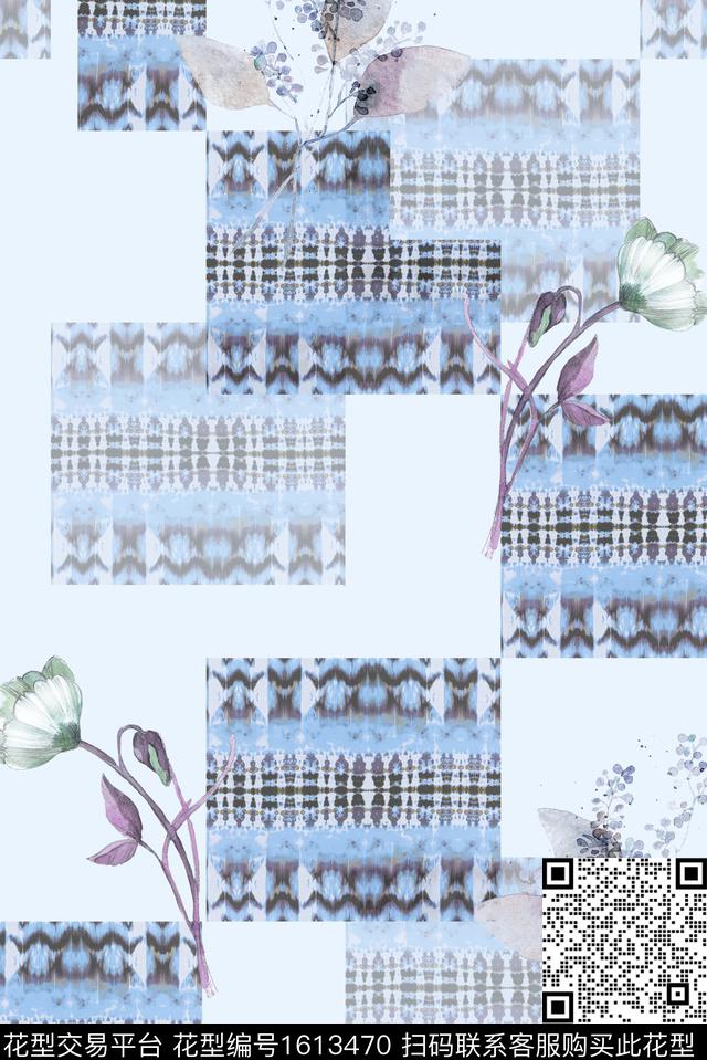 晕染肌理古典花纹花卉数码印花华亿平台下载（图片编号: 1613470） - 瓦栏（Walan）