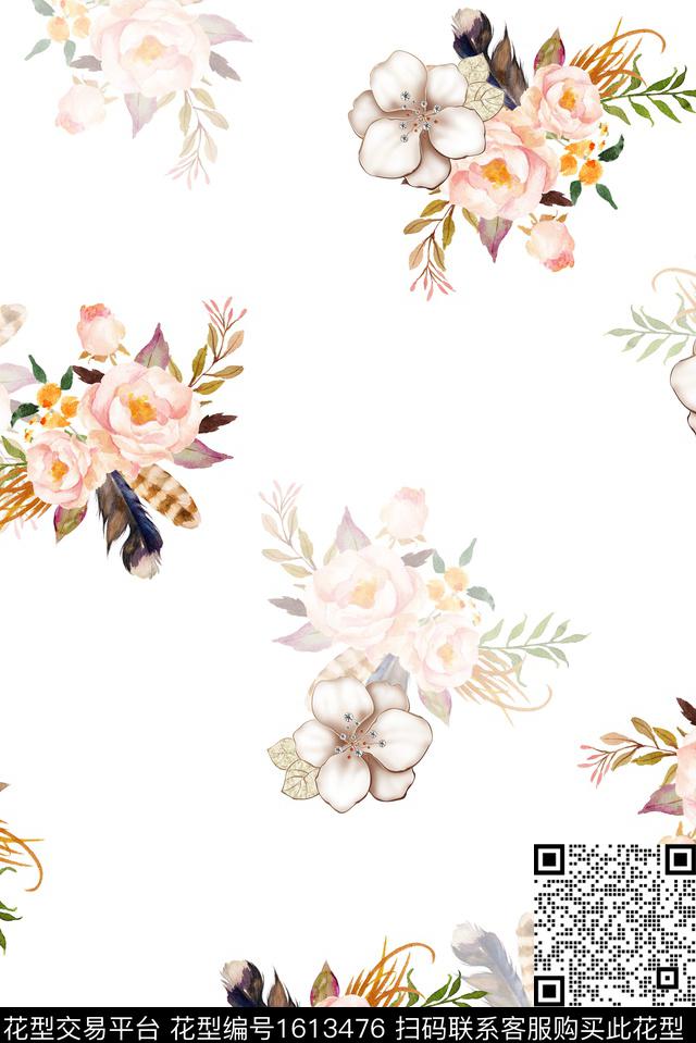 水彩花卉花卉影花数码印花华亿平台下载（图片编号: 1613476） - 瓦栏（Walan）