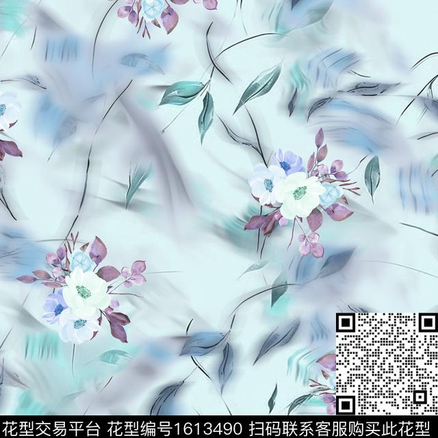 晕染肌理花卉小碎花数码印花华亿平台下载（图片编号: 1613490） - 瓦栏（Walan）