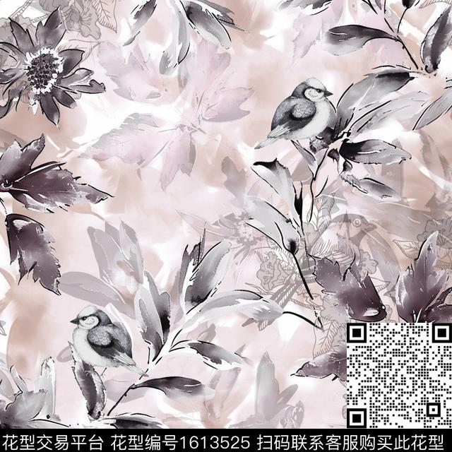 花卉水彩花卉花鸟数码印花华亿平台下载（图片编号: 1613525） - 瓦栏（Walan）