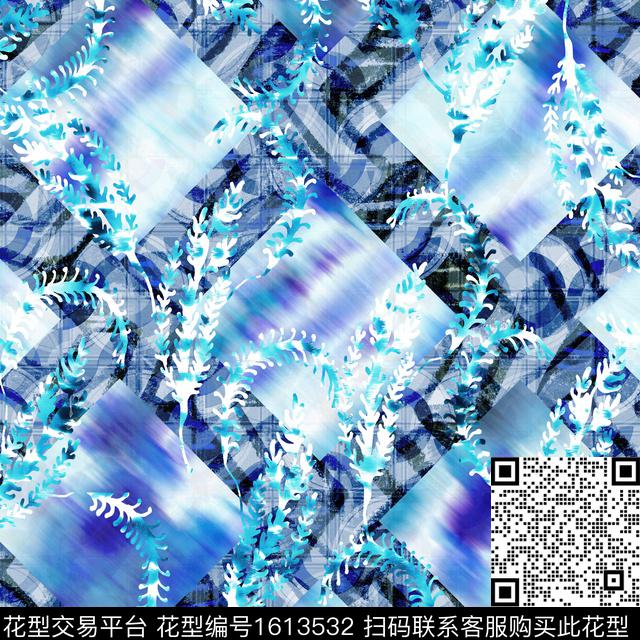 植物晕染肌理彩色几何数码印花华亿平台下载（图片编号: 1613532） - 瓦栏（Walan）
