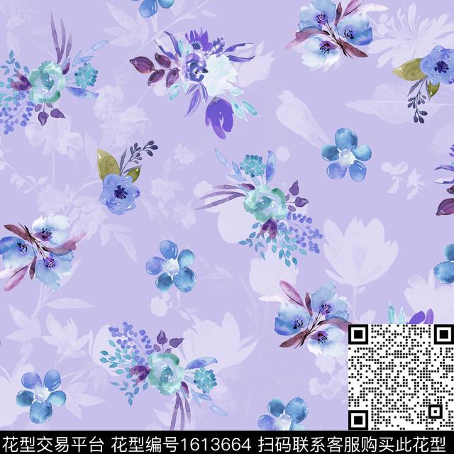 小清新小碎花水彩花卉数码印花华亿平台下载（图片编号: 1613664） - 瓦栏（Walan）
