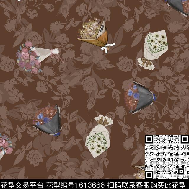 小清新抽象花卉小碎花数码印花华亿平台下载（图片编号: 1613666） - 瓦栏（Walan）