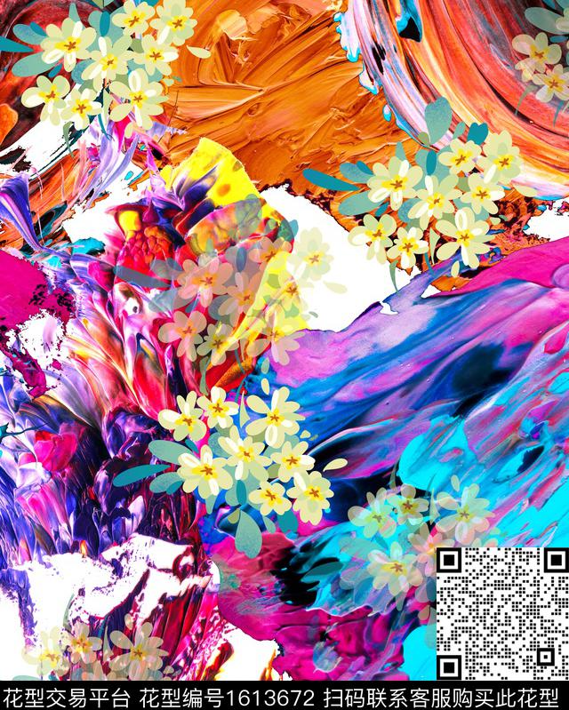 晕染肌理渐变小碎花数码印花华亿平台下载（图片编号: 1613672） - 瓦栏（Walan）