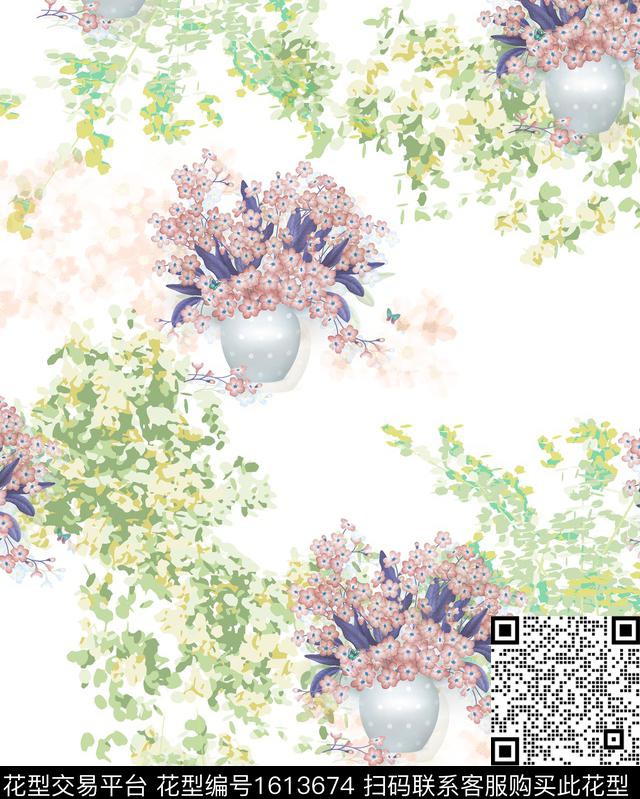 小清新小碎花朦胧花卉数码印花华亿平台下载（图片编号: 1613674） - 瓦栏（Walan）