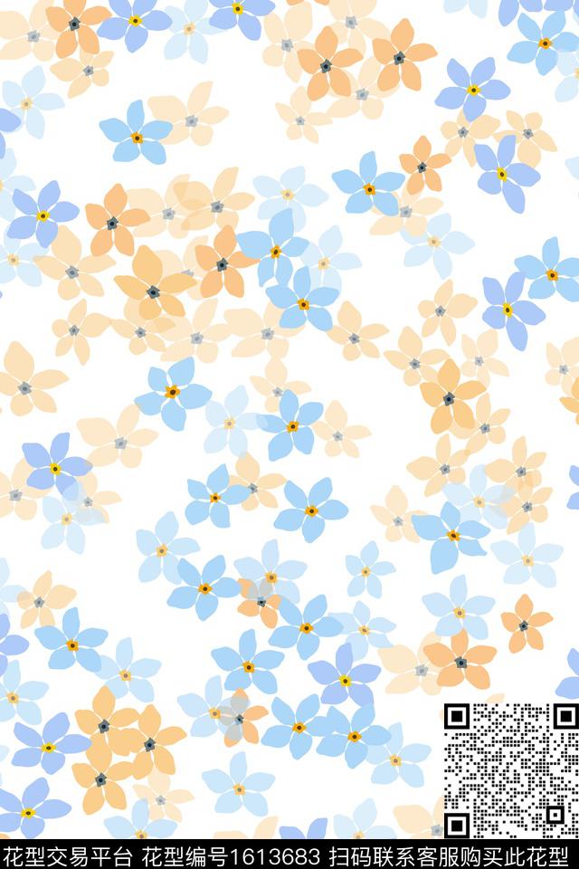 花卉小碎花清爽底花卉传统印花华亿平台下载（图片编号: 1613683） - 瓦栏（Walan）