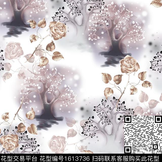 树花卉金属花卉数码印花华亿平台下载（图片编号: 1613736） - 瓦栏（Walan）