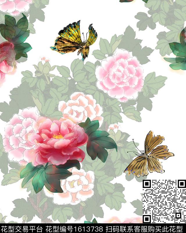 大花花卉影花数码印花华亿平台下载（图片编号: 1613738） - 瓦栏（Walan）