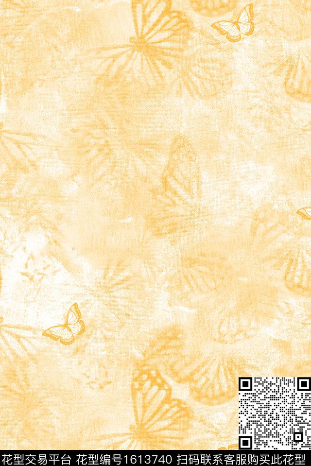 肌理蝴蝶中国风数码印花华亿平台下载（图片编号: 1613740） - 瓦栏（Walan）