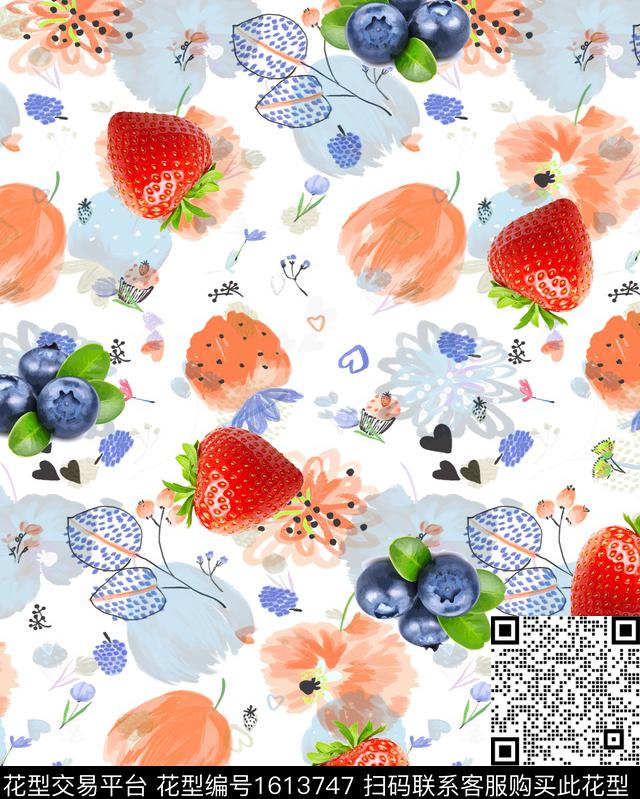 趣味爱心花卉数码印花华亿平台下载（图片编号: 1613747） - 瓦栏（Walan）
