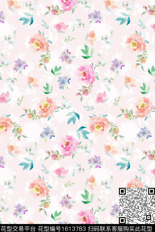 水彩花卉花卉小碎花数码印花华亿平台下载（图片编号: 1613783） - 瓦栏（Walan）