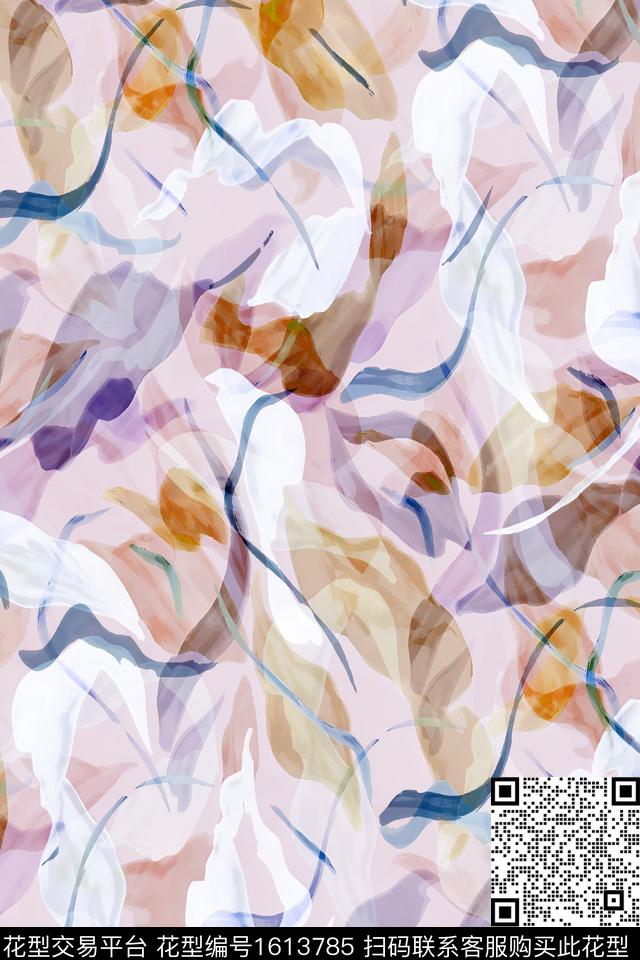 水彩抽象线条数码印花华亿平台下载（图片编号: 1613785） - 瓦栏（Walan）