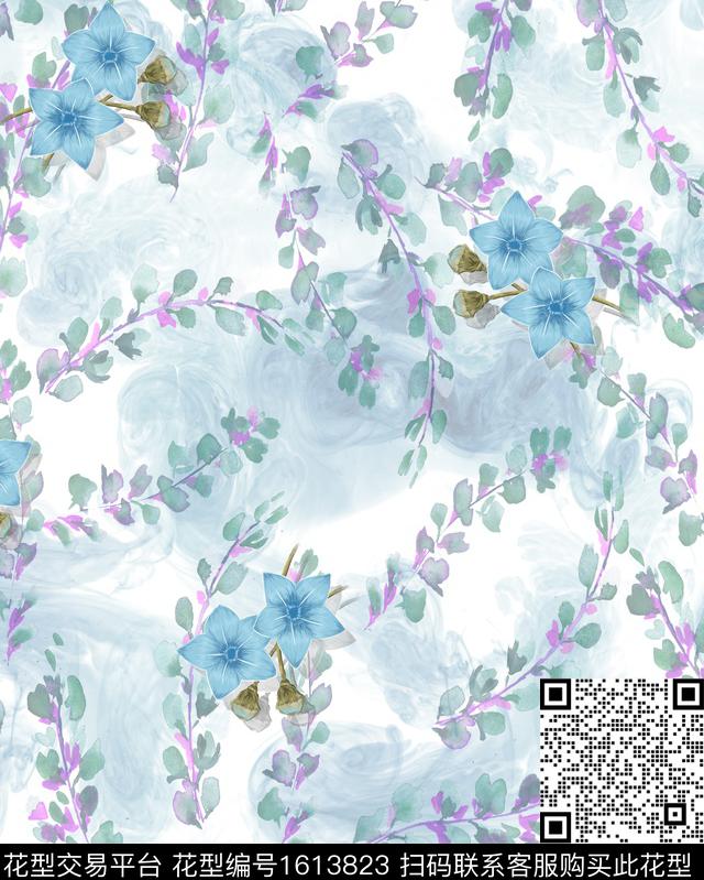 小清新晕染肌理小碎花数码印花华亿平台下载（图片编号: 1613823） - 瓦栏（Walan）