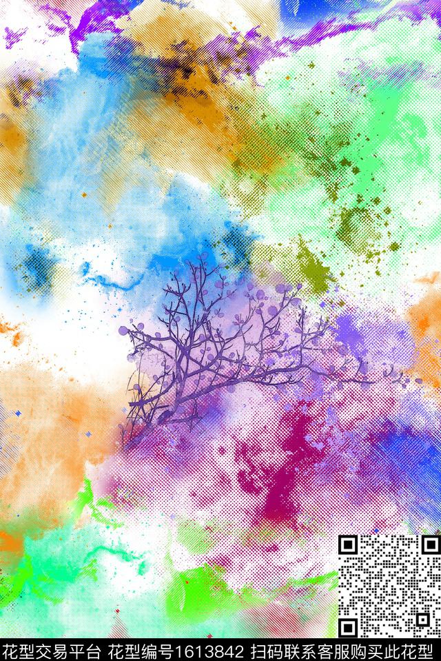 晕染肌理渐变休闲数码印花华亿平台下载（图片编号: 1613842） - 瓦栏（Walan）