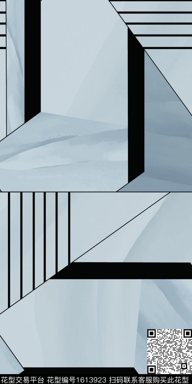 几何线条混合拼接数码印花华亿平台下载（图片编号: 1613923） - 瓦栏（Walan）