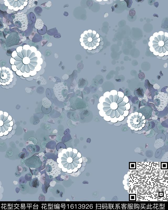 花卉模糊花卉底纹数码印花华亿平台下载（图片编号: 1613926） - 瓦栏（Walan）