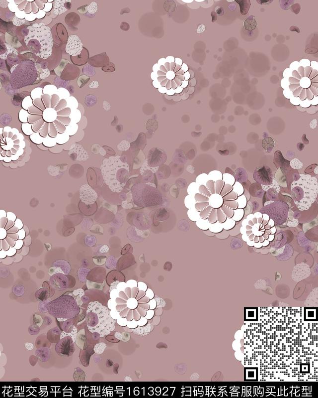 晕染肌理抽象花卉小碎花数码印花华亿平台下载（图片编号: 1613927） - 瓦栏（Walan）