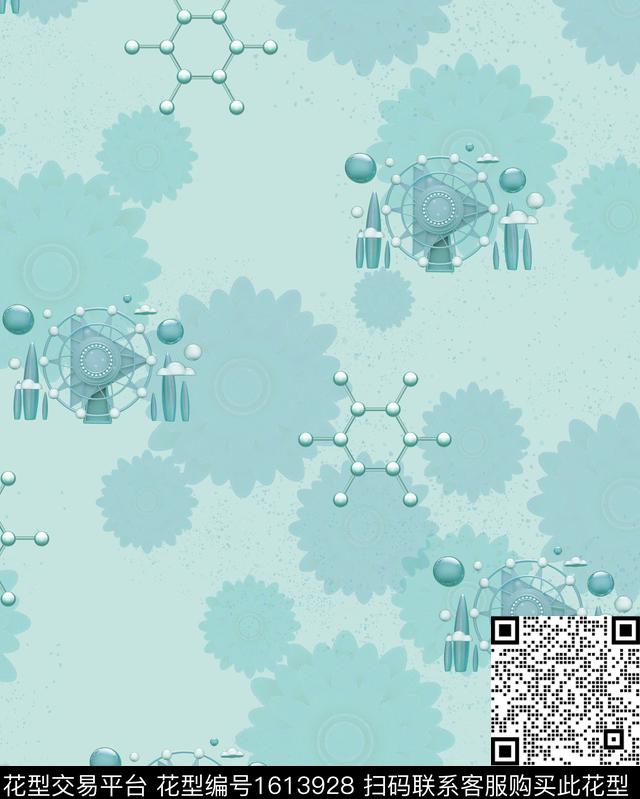 金属抽象几何花卉数码印花华亿平台下载（图片编号: 1613928） - 瓦栏（Walan）