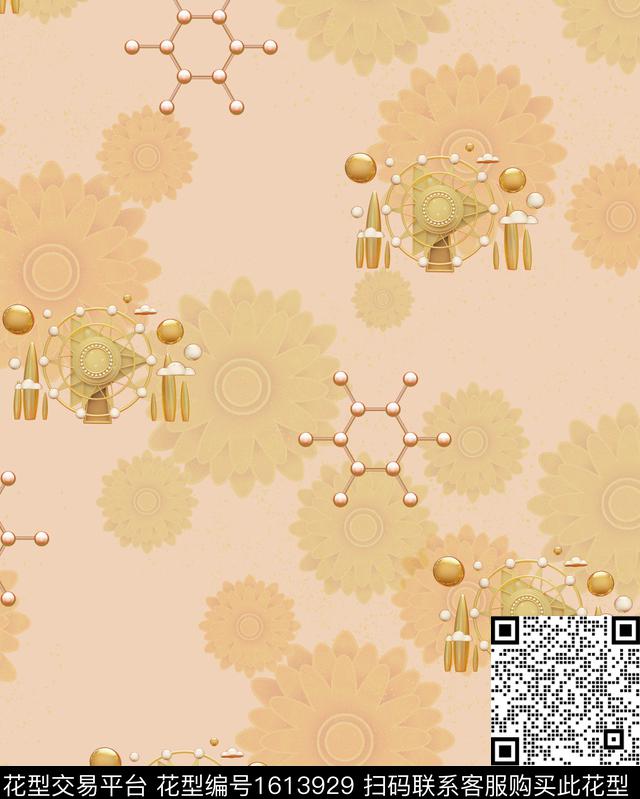 花卉分子科技数码印花华亿平台下载（图片编号: 1613929） - 瓦栏（Walan）