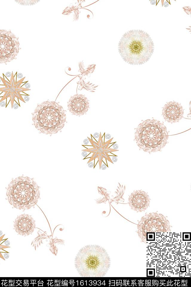 小清新小碎花蒲公英数码印花华亿平台下载（图片编号: 1613934） - 瓦栏（Walan）