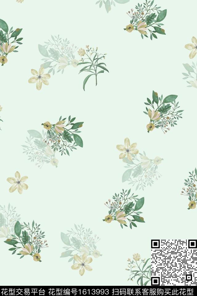 小清新小碎花水彩花卉数码印花华亿平台下载（图片编号: 1613993） - 瓦栏（Walan）