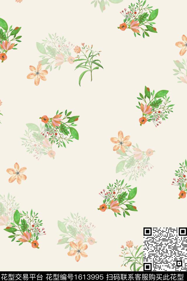 花卉影花清爽底花卉数码印花华亿平台下载（图片编号: 1613995） - 瓦栏（Walan）