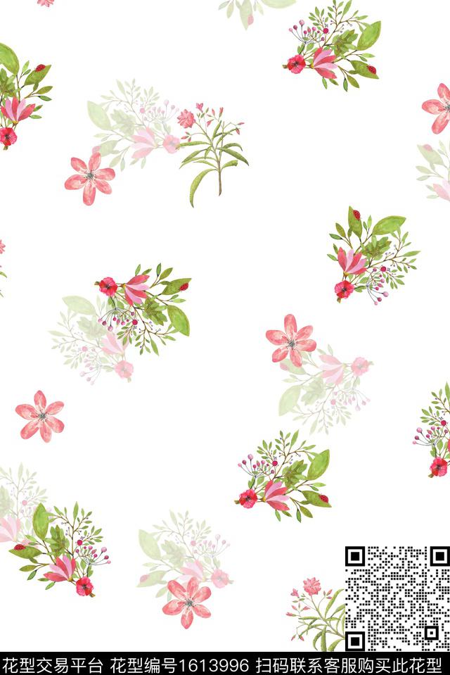 小清新小碎花水彩花卉数码印花华亿平台下载（图片编号: 1613996） - 瓦栏（Walan）