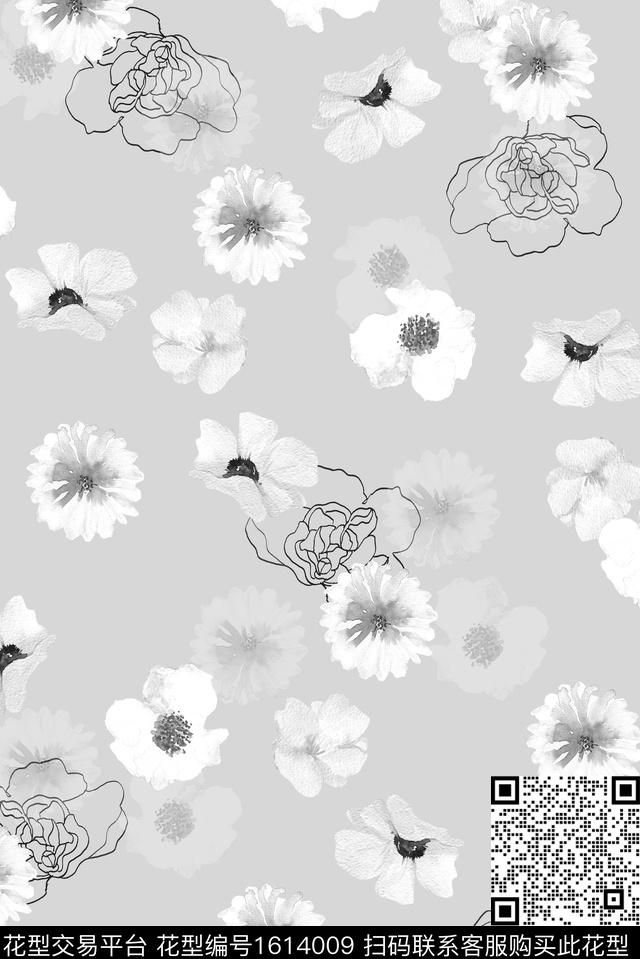 小清新小碎花水彩花卉数码印花华亿平台下载（图片编号: 1614009） - 瓦栏（Walan）