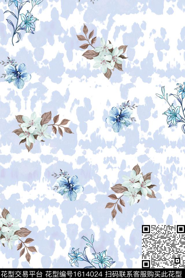 小清新小碎花水彩花卉数码印花华亿平台下载（图片编号: 1614024） - 瓦栏（Walan）