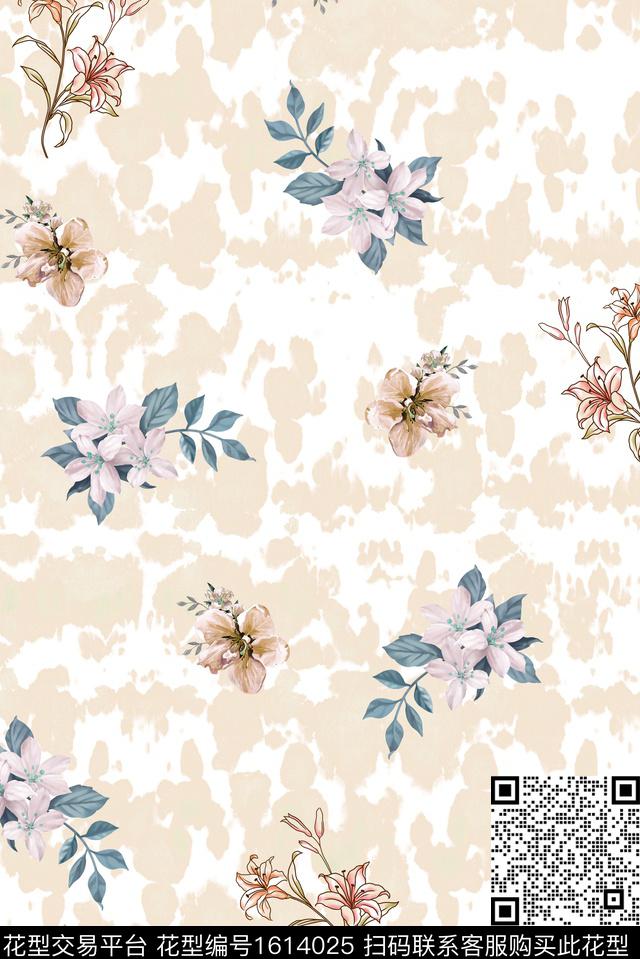 花卉斑纹底纹数码印花华亿平台下载（图片编号: 1614025） - 瓦栏（Walan）