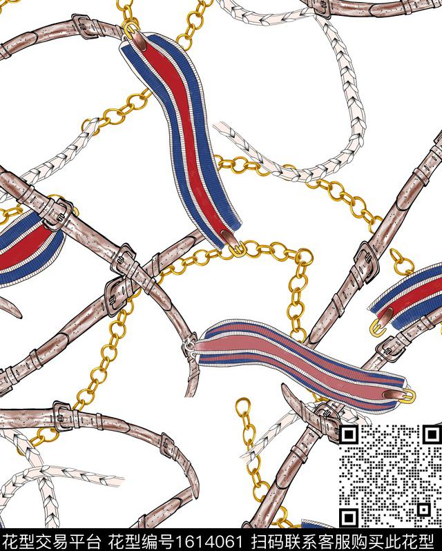 皮带复古链条数码印花华亿平台下载（图片编号: 1614061） - 瓦栏（Walan）