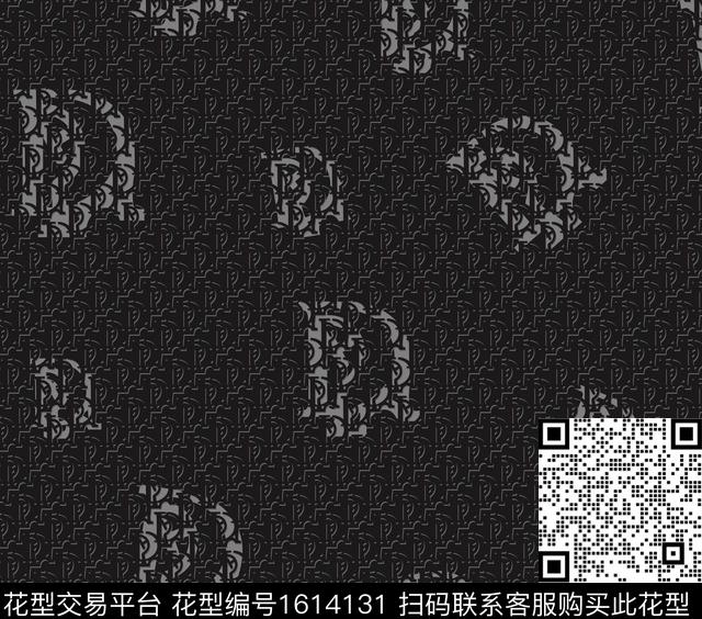 黑白休闲字母数码印花华亿平台下载（图片编号: 1614131） - 瓦栏（Walan）